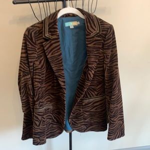 Boden Velvet lined Zebra print blazer